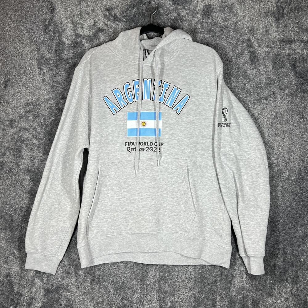 Argentina Sweatshirt Hooded Mens L Gray Soccer FIFA World Cup Qatar2022 UNK